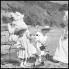 Olga, Tatiana and baby Maria on private strip of beach at Livadia, summer 1900